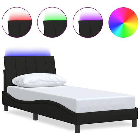 Giroletto senza Materasso Nero 90x200 cm in Tessuto - Foto 1