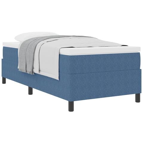 Letto con Box Spring e Materasso Blu 90x200 cm Tessuto Corduroy - Foto 1