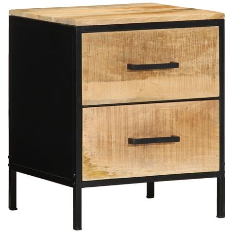 Comodino 40x35x50 cm Legno Massello Mango Grezzo - Foto 2