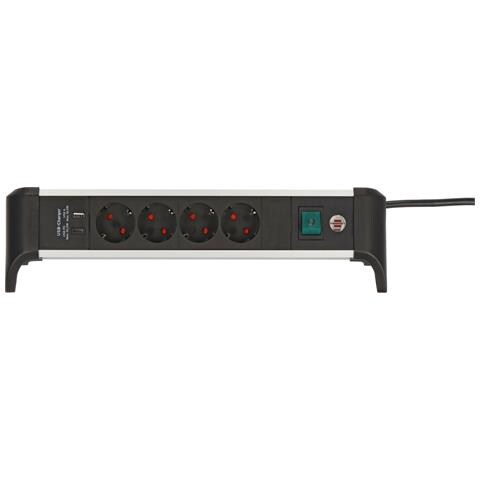 1391040420 prolunghe e multiple 1,8 m 4 presa (e) AC Interno Nero, Argento - Foto 1