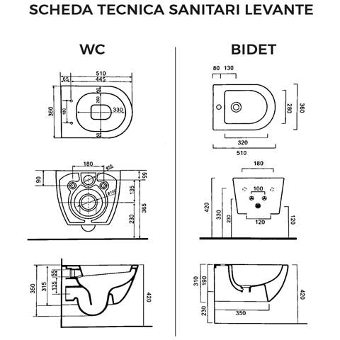 Sanitari Sospesi Salvaspazio Wc E Bidet In Ceramica Copriwater Soft-close Levante Bianco - Foto 4