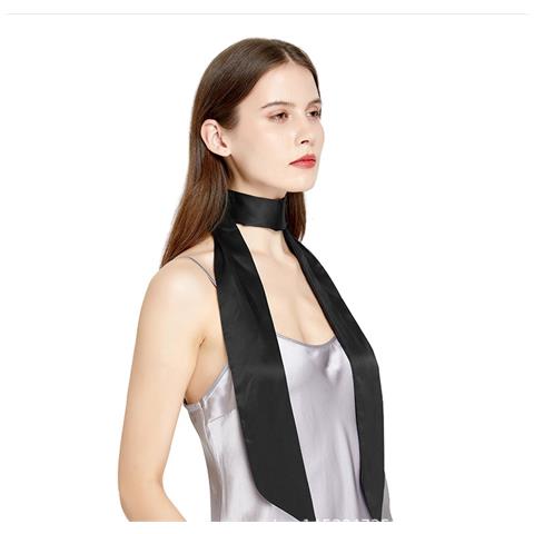 Elegante Sciarpa Lunga In Pura Seta Di Gelso Al 100% - Accessorio Di Moda Versatile Black - Foto 4