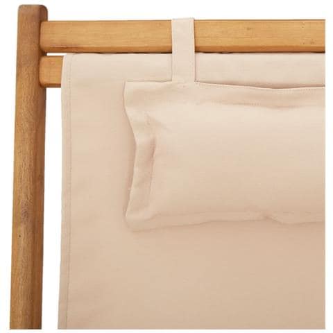 Sedia da Spiaggia Pieghevole Beige Legno di Eucalipto e Tessuto - Foto 9