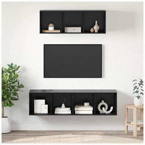 Set di mobili TV 2 pcs Rovere nero 37 x 37 x 142.5 cm - Foto 2