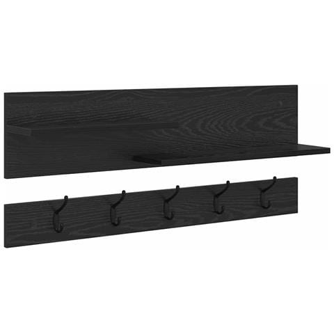 Appendiabiti a muro con lo scaffale Rovere nero 90 x 15 x 36 cm - Foto 1