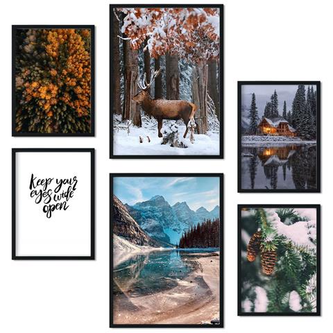 Set Di 6 Stampe Stampe Artistiche Da Parete Con Motivi Estetici Di Laghi Ghiacciati Per La Camera Da Letto O Il Soggiorno A3 & A4 Senza Cornice - Foto 1