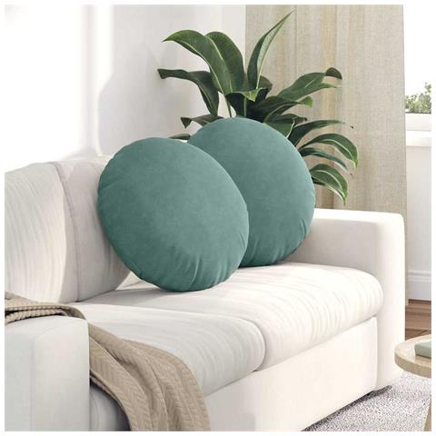 Cuscini per Seduta 2 pcs Verde Mare Ø 40 x 13 cm Velluto - Foto 2