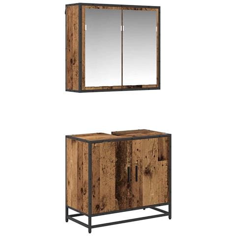 Set di mobili per il bagno con lo scaffale 2 pcs Legno vecchio - Foto 1
