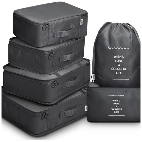Set Da 8 Pezzi Per L'organizzazione Dei Viaggi - Nero - Foto 5