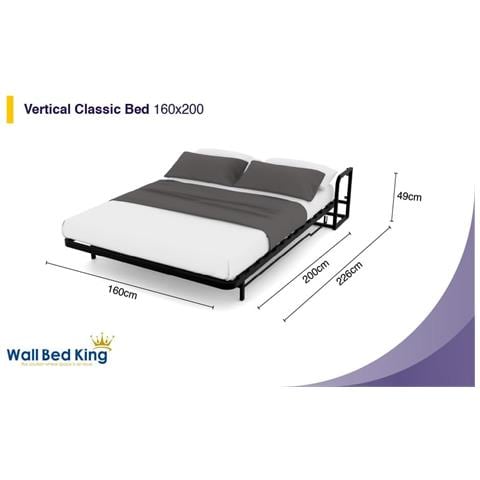 Letto a Scomparsa Verticale Classic 160 x 200 - Meccanismo a Pistone a Gas, Supporta fino a 350kg, Design Salva-spazio, Montaggio Facile, Compatibile con Materassi (Spessore Fino a 30cm) - Foto 2