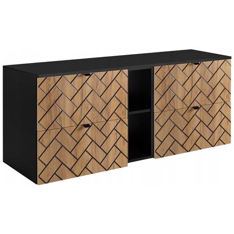 | Mobiletto 140 cm - Marron Mat - Mobili da bagno - Mobiletti - Piano di lavoro nero - Libreria - Foto 1