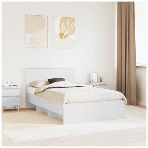 Struttura del letto Bianco 137 x 203 cm Legno multistrato - Foto 2