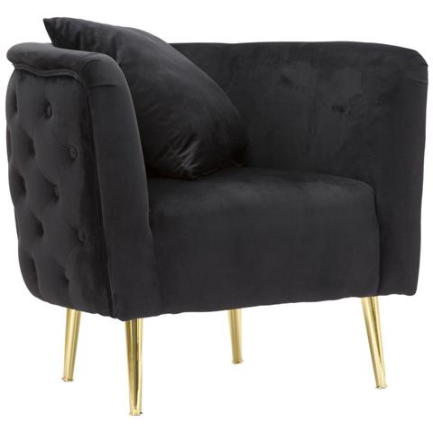 Poltrona Bucarest In Velluto Nero Con Braccioli Capitonne E Gambe Oro 76x74x71 Cm - Foto 1