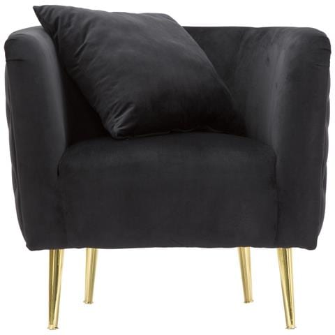 Poltrona Bucarest In Velluto Nero Con Braccioli Capitonne E Gambe Oro 76x74x71 Cm - Foto 2