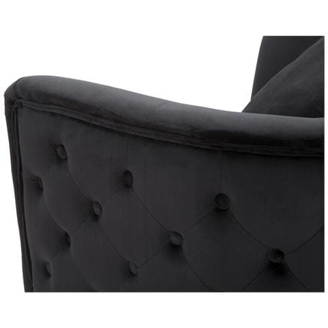 Poltrona Bucarest In Velluto Nero Con Braccioli Capitonne E Gambe Oro 76x74x71 Cm - Foto 8