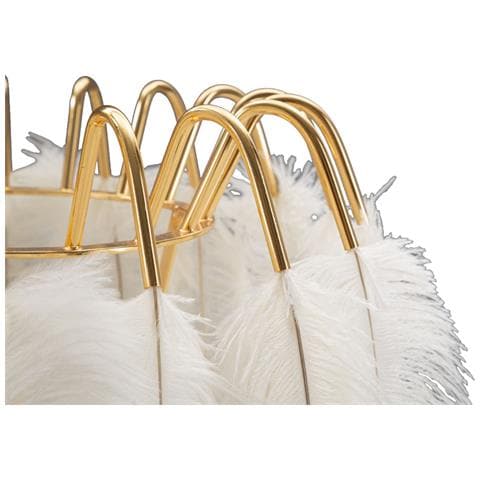 Lampada Da Tavolo Feather Stand Con Piume Bianche E Treppiede Oro - Foto 2