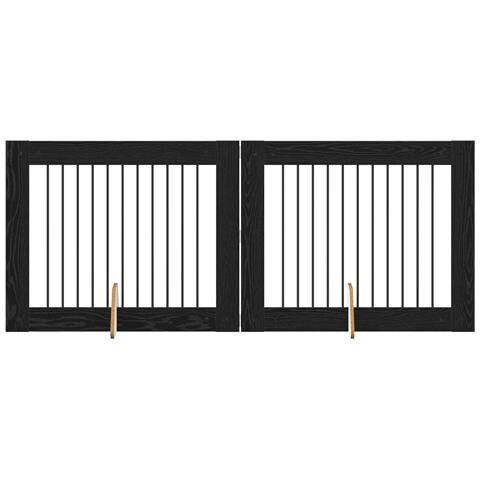 Cancello per cani con supporti 2 pcs Rovere Nero 100 x 80 cm - Foto 1