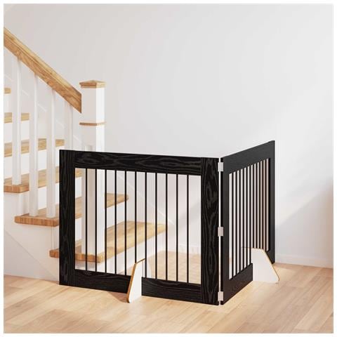 Cancello per cani con supporti 2 pcs Rovere Nero 100 x 80 cm - Foto 2
