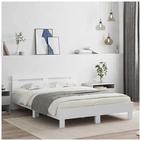 Struttura del letto Bianco 137 x 190 cm Legno multistrato - Foto 2
