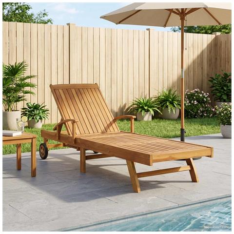 Lettino da sole 1-persona Marrone Legno di teak solido - Foto 2