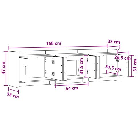 Mobile TV 168 x 33 x 47 cm Grigio Cemento Legno ingegnerizzato - Foto 8