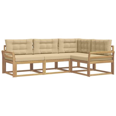 Set di divani da esterno 3 pcs Bianco e Beige Poliestere - Foto 1