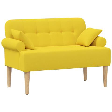 Loveseat con bottoni imbottiti Giallo Chiaro 120 x 65 x 79 cm - Foto 1