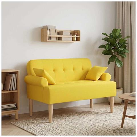 Loveseat con bottoni imbottiti Giallo Chiaro 120 x 65 x 79 cm - Foto 2