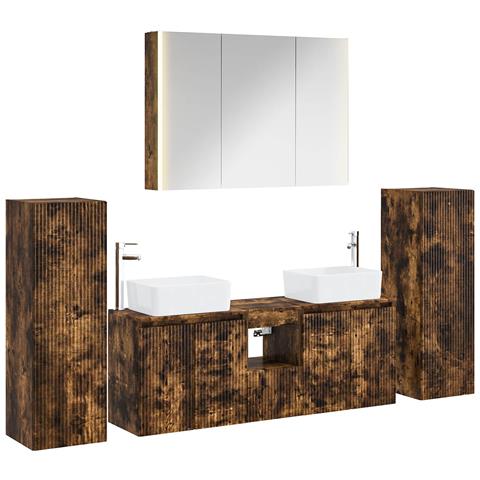 Set di mobili per il bagno 6 pcs Rovere Fumo - Foto 1
