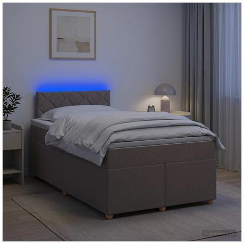 Letto box spring con materasso Tortora 120 x 200 cm Tessuto - Foto 2