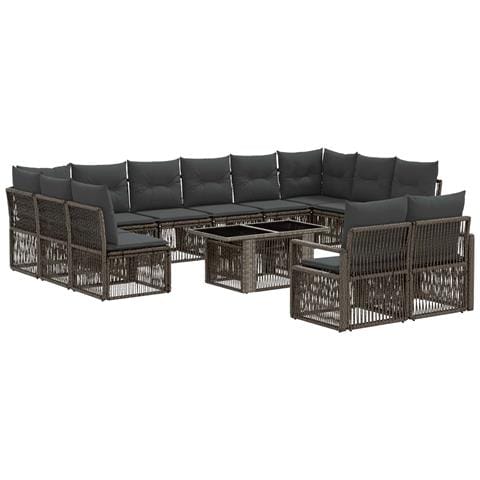 Set Divano da Giardino 13 pz Grigio e Grigio Scuro polyrattan - Foto 1