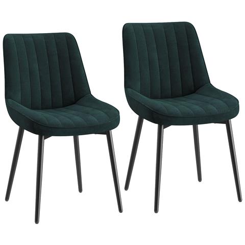 Set Di 2 Sedie Da Pranzo Seduta Imbottita 50x56x83cm - Verde - Foto 1