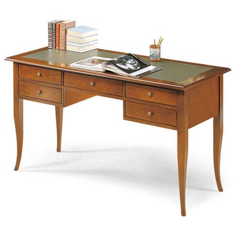 Darwin - Scrittoio Piano In Pelle In Legno Massello 150 X 75 - Foto 2