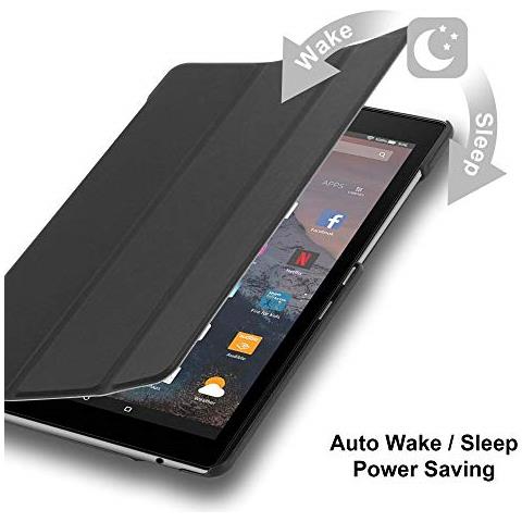 Custodia Per Tablet Compatibile Con Kindlefire Hd 10 2017 (7. Gen.) In Nero Satin - Coperchio Protettiva Ultra Sottile Con Funzione Auto Wake Up E Stand - Foto 2