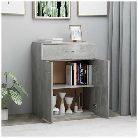 Credenza Grigio Cemento 60x30x75 cm in Legno Multistrato - Foto 2