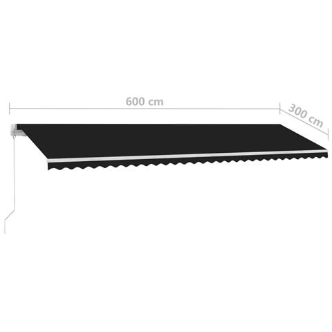 Tenda da Sole Retrattile Manuale con LED 600x300 cm Antracite - Foto 2