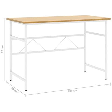 Scrivania Computer Bianca Rovere Chiaro 105x55x72cm Mdf Metallo - Foto 6