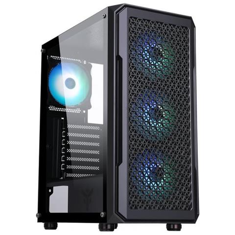 Itek Case Six Triangle - Gaming  Middle Tower, 4x12cm Argb Fan,  Usb3, Side Panel Temp Glass - Foto 2