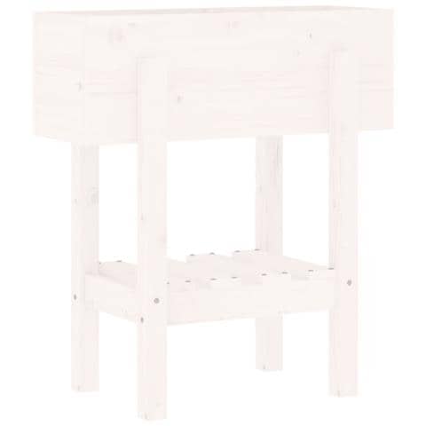 Fioriera Da Giardino Bianca 62x30x69 Cm Legno Massello Di Pino - Foto 2