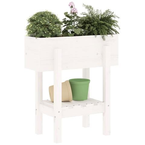 Fioriera Da Giardino Bianca 62x30x69 Cm Legno Massello Di Pino - Foto 3