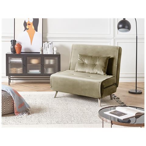 Divano Letto Singolo Farris Velluto Verde Oliva - Foto 1