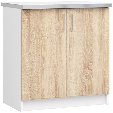 Mobile cucina modulare con piano di lavoro LIMA, 2 ante, 80x44,5x82 cm, Colore Bianco e Sonoma Quercia - Foto 1