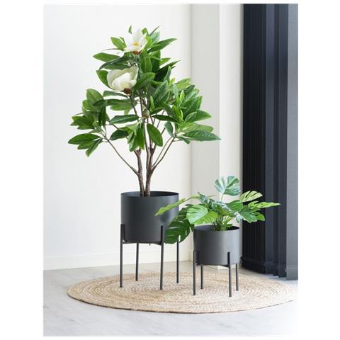 Set 2 Vasi Per Piante Pavia - Grigio - Metallo - 26,5x26,5x28,5 Cm - Foto 2