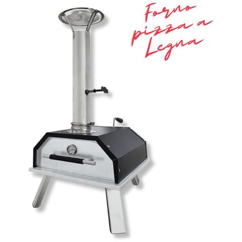 Forno Per Pizza Portatile A Legna In Acciaio Colore Alluminio E Nero - Foto 2