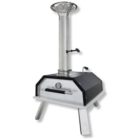 Forno Per Pizza Portatile A Legna In Acciaio Colore Alluminio E Nero - Foto 3