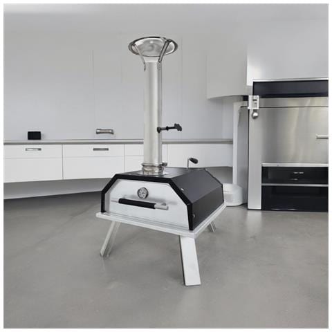Forno Per Pizza Portatile A Legna In Acciaio Colore Alluminio E Nero - Foto 1
