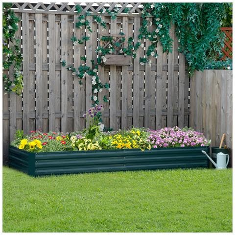 Letto Per Orto Rialzato In Metallo Da Esterno, Portapiante Per Fiori Ed Erbe, 241x90,5x30cm - Foto 2
