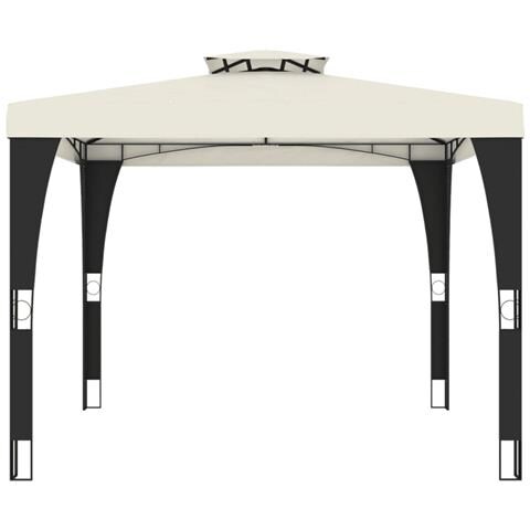 Gazebo Con Tetto Doppio Crema 2,98x2,98 M In Acciaio - Foto 3