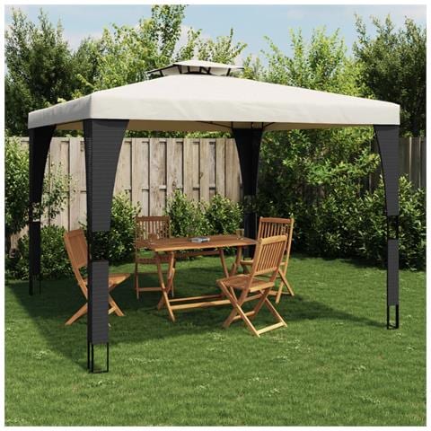 Gazebo Con Tetto Doppio Crema 2,98x2,98 M In Acciaio - Foto 1