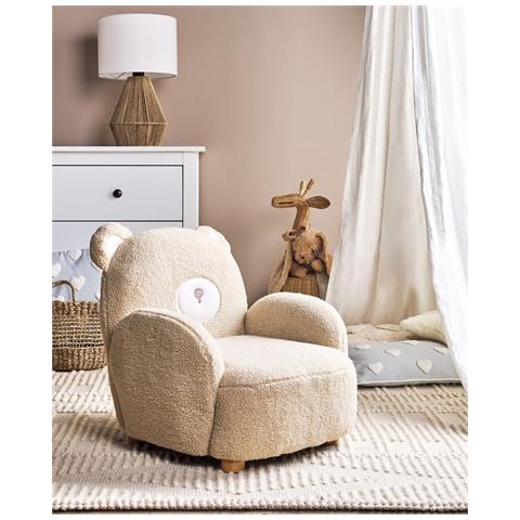 Sedia Per Bambini Pelliccia Sintetica Beige Boo - Foto 1